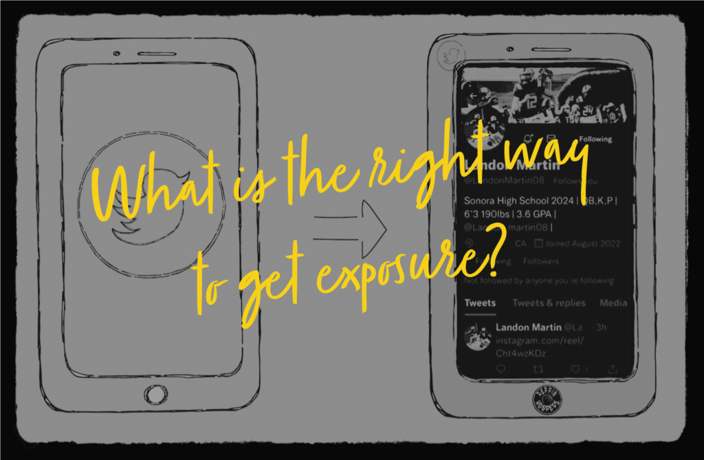 Two cell phones are shown with the text on top saying: "What is the right way to get exposure?"